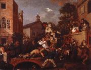 William Hogarth chairing the member oil painting